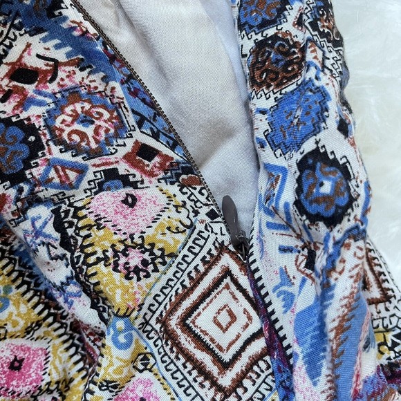 Hem & Thread Boho Mini Dress Smocked Back Size Large Lined Paisley Sundress - Picture 7 of 14